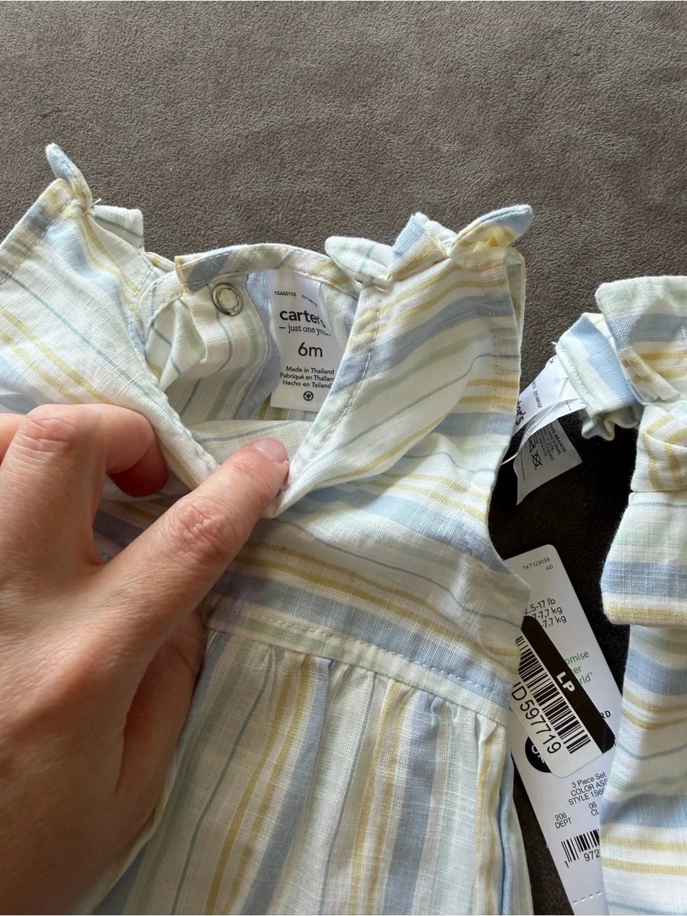 Carters Just One You Striped Baby Two-Piece and Bow Set in Light Blue & Cream
